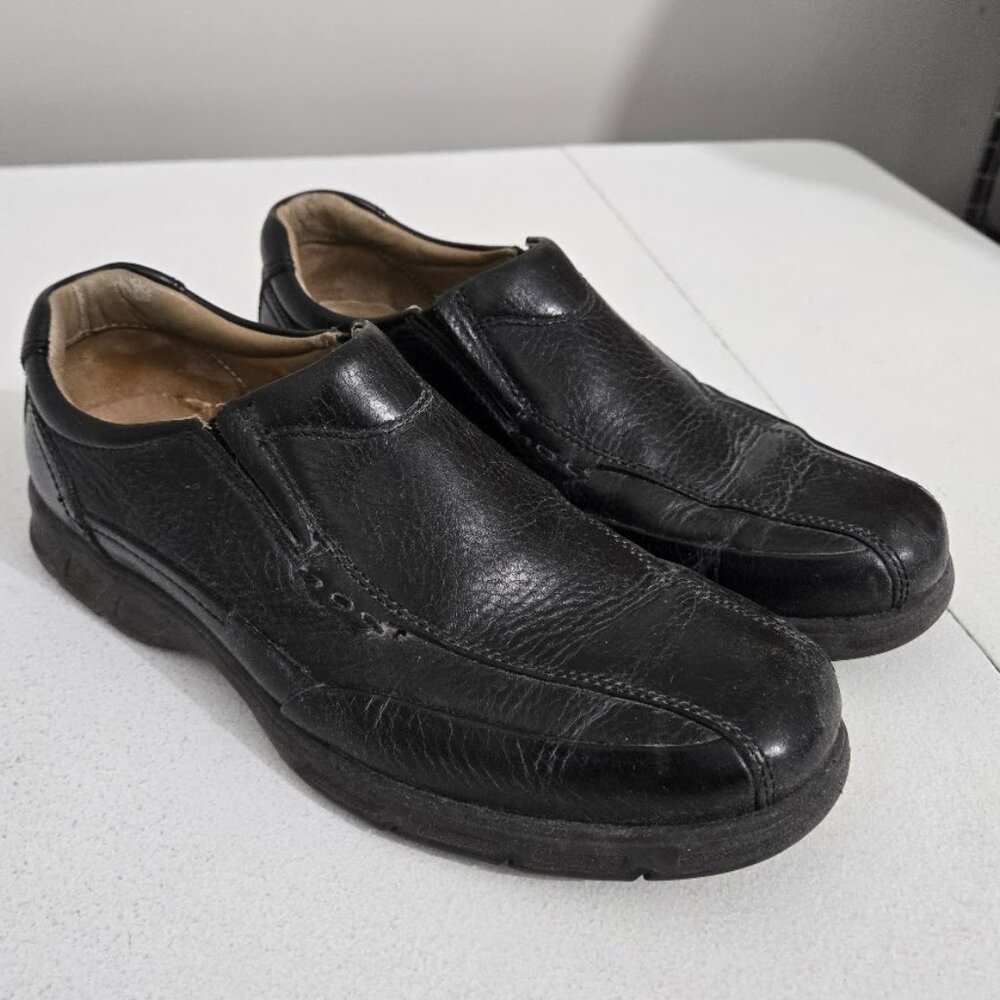Johnston & Murphy Mens Leather Slip-On Loafers Shoes Sz 8M Black Sheepskin XC4